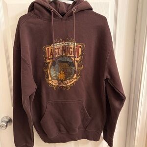 Last Night Graphic Brown Hooded Sweater